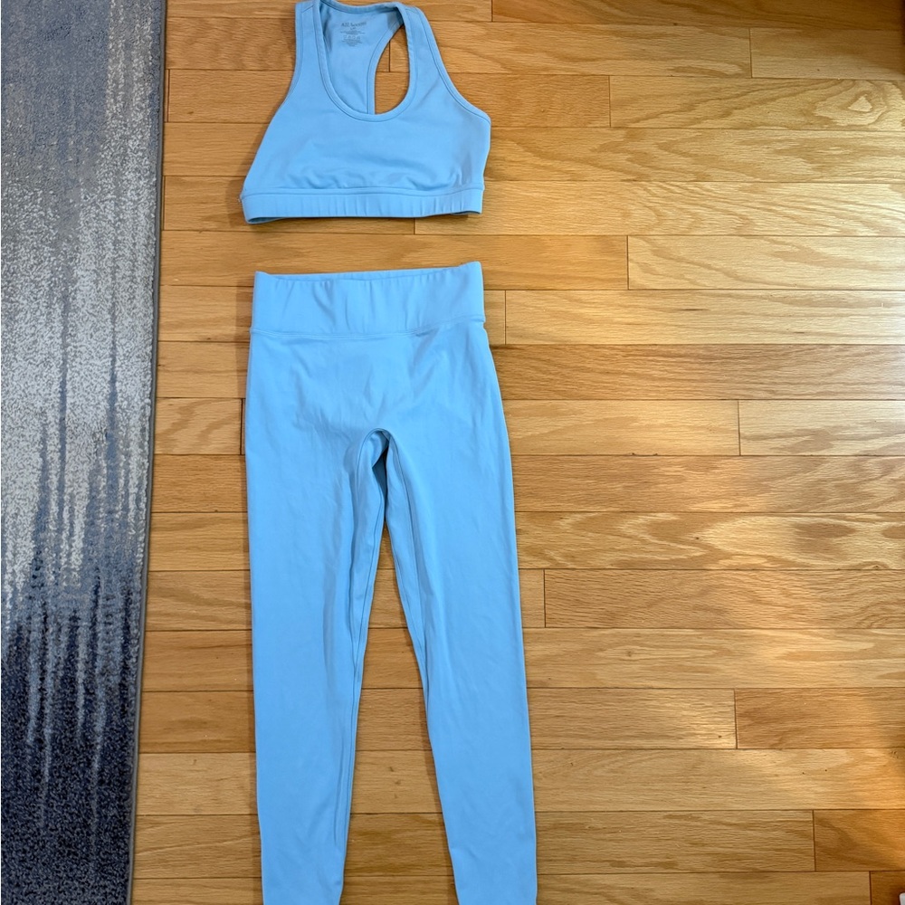 ALL ACCESS Light Blue Sports Bra and Leggings Workout Set